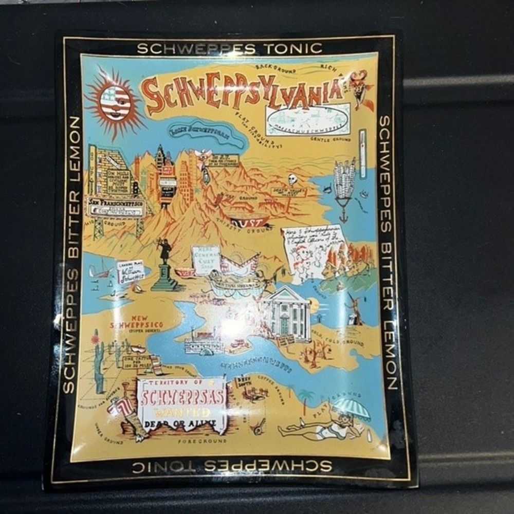 Vintage Schweppes Tonic "Schweppsylvania" Comic Tray
